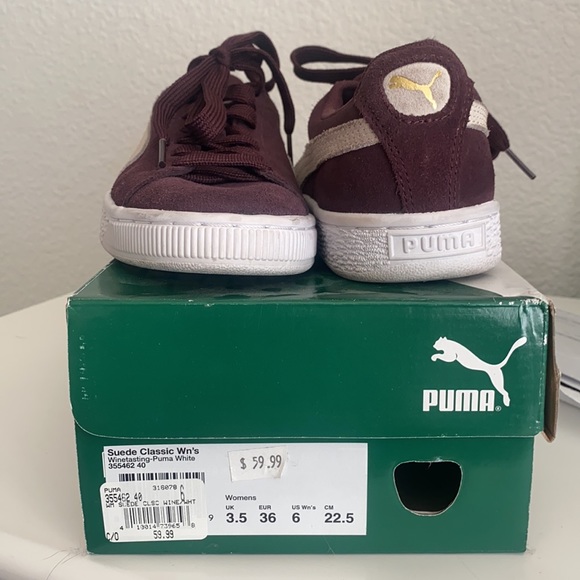Burgundy suede puma shoes woman’s - Picture 3 of 4
